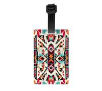 XTUAG Native American Pattern Luggage Tag, PVC Labelpattern Travel Bag Tag with Adjustable Strap for Baggage Suitcase