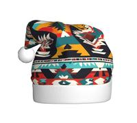 XTUAG Native American Pattern Printing Christmas Hat Santa Hat With Xmas New Year Party Headwear