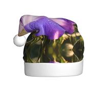 XTUAG Purple Morning Glory Printing Christmas Hat Santa Hat With Xmas New Year Party Headwear
