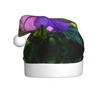 XTUAG Purple Morning Glory Printing Christmas Hat Santa Hat With Xmas New Year Party Headwear