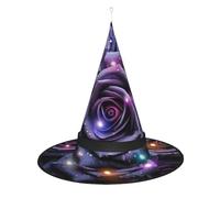 XTUAG Purple Rose Printing Halloween Witches Hats Led Witch Hat Adult Halloween Cosplay Party