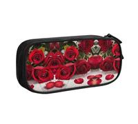 XTUAG Red Rose Floral Large Capacity Double Layer Student Pen Caseback To School Supplies Forteen