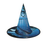 XTUAG Sea And Tree In The Night Printing Halloween Witches Hats Witch Hat Adult Halloween Cosplay Party