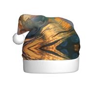 XTUAG Seaside Grand Waves Tidal Printing Christmas Hat Santa Hat With Xmas New Year Party Headwear