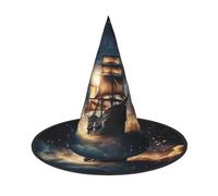 XTUAG Ship On The Blue Ocean Printing Halloween Witches Hats Witch Hat Adult Halloween Cosplay Party