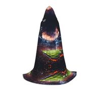 XTUAG Stadium Football Arena Sports Printing Hooded Capes For Teenagers Hooded Cloak Halloween Christmas Fancy Cape Costumes, Black, Medium