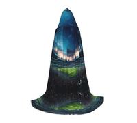 XTUAG Stadium Football Arena Sports Printing Hooded Capes For Teenagers Hooded Cloak Halloween Christmas Fancy Cape Costumes, Black, Medium