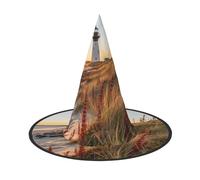 XTUAG Starfish Lighthouse Beach Printing Halloween Witches Hats Witch Hat Adult Halloween Cosplay Party