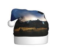 XTUAG Starry Sky Meteor Stars Printing Christmas Hat Santa Hat With Xmas New Year Party Headwear