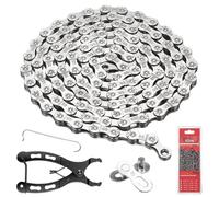 XTUDOU 9-Speed Bicycle Chain, Bicycle Chain Hub Gear, 1/2 x 11/128 Inch 116 Links, Bicycle Chain, Magic Buckle Tool with Chain, Chain 9 Speed Suitable for Bicycles and Road Bikes