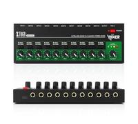 XTUGA 10 Channel Line Mixer, Stereo Mono Sound Mixing Board Low Noise 1/4" TRS Output and Input for Small Clubs, Bars, As Guitars, Bass, Keyboards, MAX1200