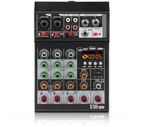 XTUGA 4 Channel Audio Mixer for PC, DJ Sound Board with 99DSP/Equalizer/PAD/HPF, Stereo Mixer with USB/Bluetooth/48V Phantom Power for Karaoke Party Studio Streaming Recording(F4A)