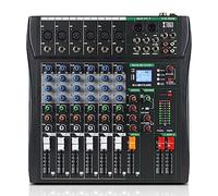 XTUGA 6 Channel Audio Mixer for Computer Recording Sound Control, Sound Board Built-in Digital Effect with 48V Phantom Power, CT60