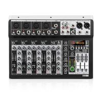 XTUGA 6 Channel Audio Mixer Professional Audio Mixer for Computer Recording, USB Studio Mixer with 48V Phantom Power DJ Mixer Bluetooth, KP6