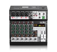 XTUGA 6M 6 Channel Audio Mixer with 99 DSP Effects, DJ Sound Board Mixing Console for Podcasting, Recording, Performances, 48V Phantom Power, Bluetooth