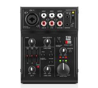 XTUGA AMG03 Mini Audio Mixer 3 Channel with XLR & 1/4" Input, USB with Echo Effect,+18V Phantom, 2-Band EQ, Sound Mixer for Studio Recording, Live Streaming, KTV, Party, Stage