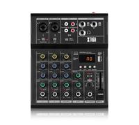 XTUGA N4 4 Channel Audio Mixer, Bluetooth/USB/MP3 Support, 48V Phantom Power, for PC Recording/Karaoke/Stage Performance/Studio Broadcast