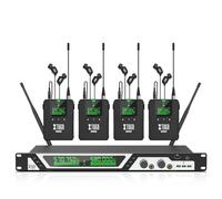 XTUGA Stereo Wireless In Ear Monitor System 2 Channel IEM System, UHF IEM for Stage, Church with 4 Bodypack (SEM200)