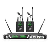 XTUGA Stereo Wireless In Ear Monitor System UHF IEM for Stage, Church, 2 Channel IEM System with 2 Bodypack (SEM200)