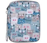 XTUJGJKV Colored Pencil Storage Bag, Art Pencil Case Organizer, Double Layer Sketch Painting Pencil Bag with Zipper, Nylon Material for Children Students Artists, Large Capacity (Big face cat)