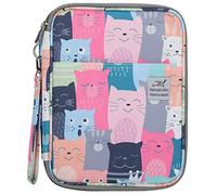 XTUJGJKV Colored Pencil Storage Bag, Art Pencil Case Organizer, Double Layer Sketch Painting Pencil Bag with Zipper, Nylon Material for Children Students Artists, Large Capacity (Learning cat)