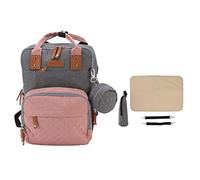 XTUJGJKV Diaper Bag Backpack Embroidered, Mummy Backpack Nappy Bag with Stroller Hanging, 20L Large Capacity Baby Diaper Bag, Water Oxford Fabric with USB Interface for Mom Travel (Grey Pink)