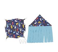 XTUJGJKV Guinea Pig Hideout Hanging Hammock, Small Pet Cage Accessories, Cute Cartoon Pattern Swinging Bed with Metal Hooks, Warm Fluffy Shelter for Hamster Chinchilla Ferret Bunny