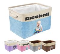 Xtuleath Personalised Toy Box Custom Baby Toy Box Rectangle Toy Bin with Handles for Boys and Girls Collapsible For Organising Children's Toys Clothes Books