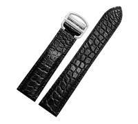 XTVKFWJAB 16 20 22 23 25mm Crocodile Leather Watchband Brown Black Folding Clasp Alligator Strap Compatible With Cartie R Solo Watch(Black,16MM_GOLD CLASP)