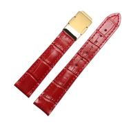 XTVKFWJAB 16mm 18mm Red White Leather Strap Compatible With Casio SHEEN Series 5010 5020 Waterproof Handmade Cowhide Watchband Replacement Wrist Belt(Red gold buckle,16mm)