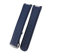 XTVKFWJAB 19 Mm 20 Horlogeband Voor Compatible With Omega Seamaster AQUA TERRA AT150 Ultra Light 8900 Siliconenrubber Premium Inzetgesp(Blue-silver)