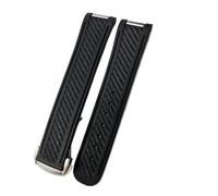 XTVKFWJAB 19 Mm 20 Horlogeband Voor Compatible With Omega Seamaster AQUA TERRA AT150 Ultra Light 8900 Siliconenrubber Premium Inzetgesp(Black-silver)