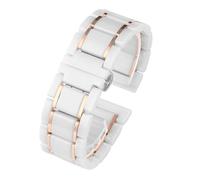 XTVKFWJAB 20mm 22mm Luxury Ceramic And Stainless Steel Black Gold Strap Compatible With Samsung S2 3 4 Huawei GT Watch Bracelet Wristband Belt(White X rose gold,22mm)