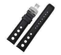 XTVKFWJAB 20mm Leather Watchband Racing Sport Series Wristband Replacement Compatible With Tissot T91 1853PRS516 Watch Strap Men's Bracelet(Black-silver)