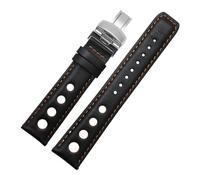 XTVKFWJAB 20mm Leather Watchband Racing Sport Series Wristband Replacement Compatible With Tissot T91 1853PRS516 Watch Strap Men's Bracelet(Black orange-silver)