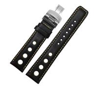 XTVKFWJAB 20mm Leather Watchband Racing Sport Series Wristband Replacement Compatible With Tissot T91 1853PRS516 Watch Strap Men's Bracelet(Black yellow-silver)