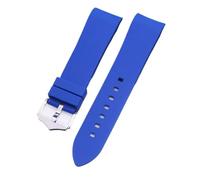 XTVKFWJAB Black Blue Red Soft Silicone Rubber Watchband 20mm 22mm Curved End Waterproof Strap Compatible With Diver Brands Watch(Blue,22mm)