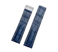 XTVKFWJAB Compatible With Breitling Leather Strap Super Marine Avenger Super Marine Aviation Timing Men's Bracelet Strap Installation Tool 22mm24mm(Blue,24mmSilver Buckle)