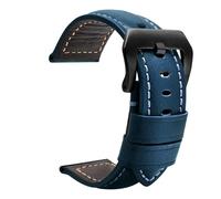 XTVKFWJAB Compatible With Panerai Cowhide Frosted Leather Watchband 22 24mm 26mm Strap Black Khaki Dark Brown PAM111 441 Wrist Bracelet(Blue black,22mm)