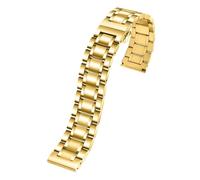 XTVKFWJAB Compatible With Tissot Longines Casio Armani Rossini Curved Arc End Stainless Steel Strap Metal Bracelet Watchband 14 15 16 17 18 19 20 22mm(Glod,17mm)