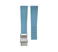 XTVKFWJAB CTS Watch Band Compatible With Rolex Water Ghost Compatible With Omega Liquid Silicone Strap 20 22mm Cut To Size Fast Release Adjustable Universal Ban(Light blue-silver,20mm)