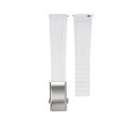 XTVKFWJAB CTS Watch Band Compatible With Rolex Water Ghost Compatible With Omega Liquid Silicone Strap 20 22mm Cut To Size Fast Release Adjustable Universal Ban(White-silver,22mm)