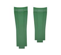 XTVKFWJAB Curved End Soft Fluororubber Watchband 20mm Compatible With Rolex Strap Submariner Datejust FKM Rubber Band Diver Bracelet 9×9 Slider Buckle(Green-No buckle)