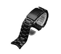 XTVKFWJAB Curved End Stainless Steel Strap Compatible With Seiko Citizen Casio Watch 18/20mm 22mm 24mm Metal Watchband Chain Bracelet With Tools(B-Black,24mm-width)