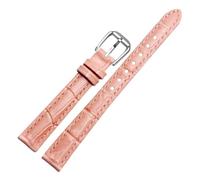 XTVKFWJAB First Layer Calfskin Strap Compatible With Female Small Wrist Watchband Cow Leather Multicolor Bands 10mm 12mm 14mm Bracelet(Pink,12mm RG clasp)