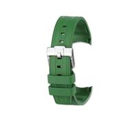 XTVKFWJAB Fluorine Rubber Watch Strap Compatible With Omega Hippocampus 300 Super Butterfly Fly Compatible With Rolex Longines Comcas 21mm Men's Wristband(Green silver)