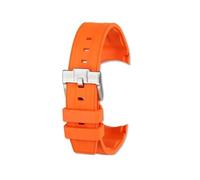 XTVKFWJAB Fluorine Rubber Watch Strap Compatible With Omega Hippocampus 300 Super Butterfly Fly Compatible With Rolex Longines Comcas 21mm Men's Wristband(Orange silver)