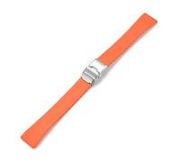 XTVKFWJAB Grade FKM Fluoro Rubber Watch Band 18mm 19mm 20mm 21mm 22mm Universal Quick Release Solid Folding Buckle Strap Bracelet(Orange,21mm)