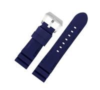 XTVKFWJAB Green Orange Black Blue Watch Band Silicone Rubber Watchband Men's Compatible With Panerai 111 441 386 Sport Soft Straps(Blue silver,24mm)