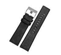 XTVKFWJAB Litchi wristband Compatible With Diesel cowhid watch band men's DZ7395 DZ7370 DZ7257 red watch strap 20mm 22mm 24mm 26mm 28mm 30mm Bracelet(Black A silver,20mm)
